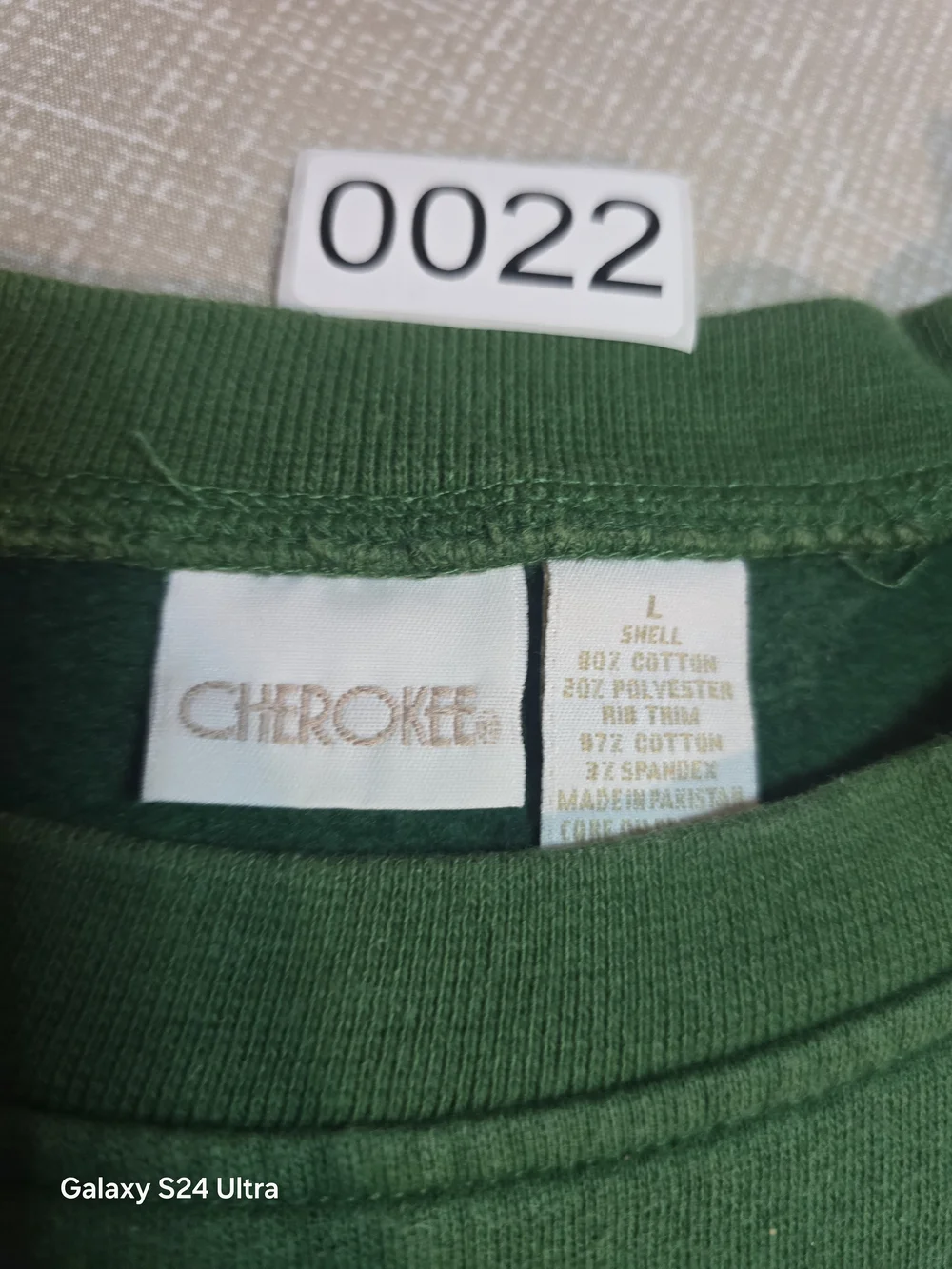 Cherokee Green Crewneck Sweater with Santa Hat Embroidery